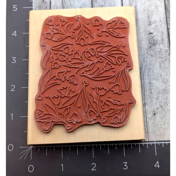 Anita's Flower Background Tulips Daffodils Rubber Stamp Wood #D19 - Picture 2 of 4